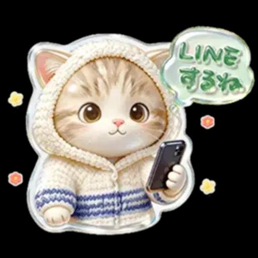 ぷっくりにゃん♡大人かわいいシール風