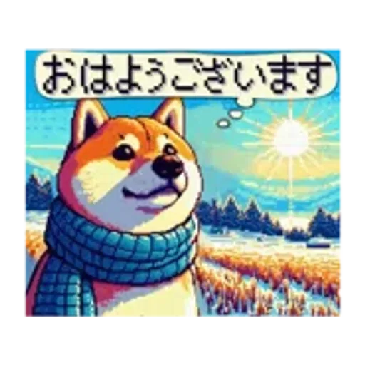 動くドット柴【冬】