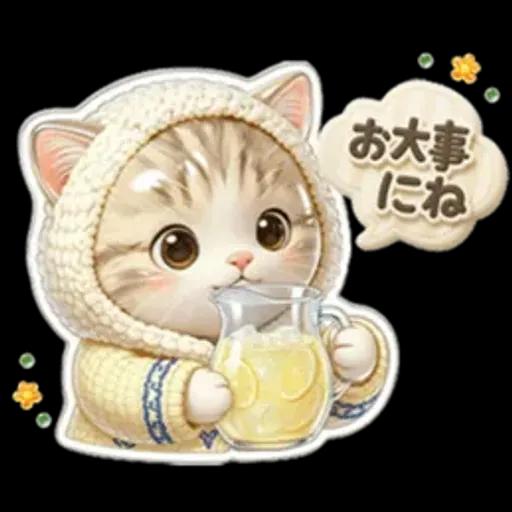ぷっくりにゃん♡大人かわいいシール風
