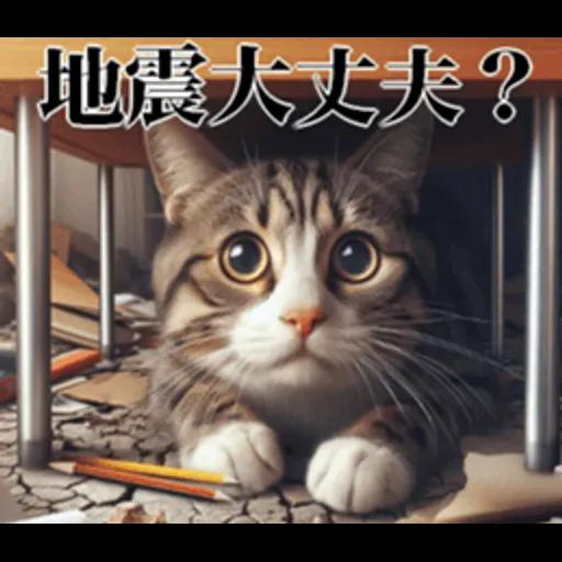 地震の時に使える猫スタンプ
