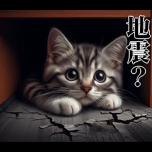 地震の時に使える猫スタンプ
