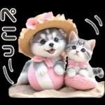 夏 猛暑 酷暑♡シベリアンハスキーとネコ