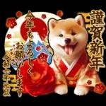 柴犬と白蛇の幸運あけおめスタンプ♡