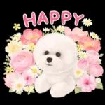 大人かわいい♡いぬと花のスタンプ