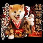 柴犬と白蛇の幸運あけおめスタンプ♡