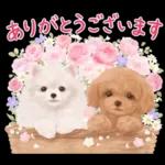 大人かわいい♡いぬと花のスタンプ