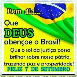Bom dia... Que DEUS abençoe o Brasil! Que o sol da justiça possa brilhar sobre nossa pátria, trazendo paz e prosperidade! FELIZ 7 DE SETEMBRO - getsticker.com