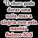 "O choro pode durar uma noite, mas a alegria vem pela manhã Salmos 30:5