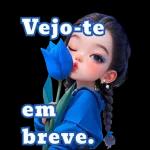 Pacote de expressão de menina azul