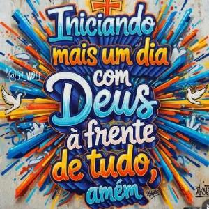 Iniciando mais um dia com Deus à frente de tudo, amém - getsticker.com