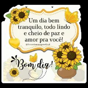 Um dia bem tranquilo, todo lindo e cheio de paz e amor pra você! @fernandmensagemoficial Bom dia! - getsticker.com