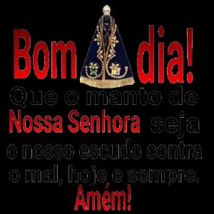 Bom dia! Que o manto de Nossa Senhora seja o nosso escudo contra o mal, hoje e sempre. Amém! - getsticker.com