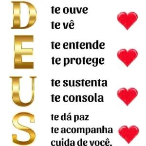 DEUS te ouve te vê te entende te protege te sustenta te consola te dá paz te acompanha cuida de você. - getsticker.com