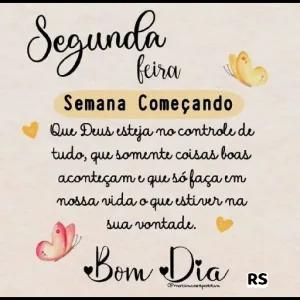 Segunda feira Semana Começando Que Deus esteja no controle de tudo, que somente coisas boas aconteçam e que só faça em nossa vida o que estiver na sua vontade. Bom Dia RS - getsticker.com