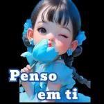 Pacote de expressão de menina azul