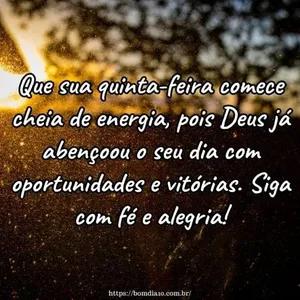 Que sua quinta-feira comece cheia de energia, pois Deus já abençoou o seu dia com oportunidades e vitórias. Siga com fé e alegria! - getsticker.com