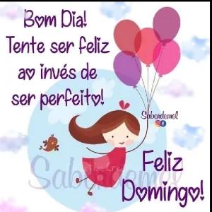 Bom Dia!  Tenha ser feliz  ao invés de  ser perfeito!  Feliz Domingo! - getsticker.com