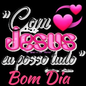 "Com Jesus Eu amo a cor "Rosa" eu posso tudo Bom Dia  - getsticker.com