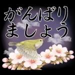 桜舞う！鶯と和桜の春を感じる挨拶スタンプ