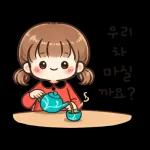 귀여운 소녀의 데일리 스티커