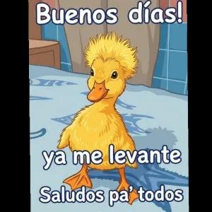 Buenos días! ya me levante Saludos pa' todos - getsticker.com