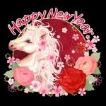 白馬の華やか飛び出す大人年賀状 2026 午年