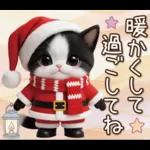 可愛いハチワレ猫 サンタ帽 冬 気づかい