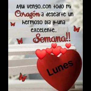 Aqui vengo..con todo mi Corazón a desearte un hermoso dia y una excelente.. Semana!! Lunes - getsticker.com