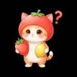 毎日使える 茶トラねこ 春 日常 いちご帽子