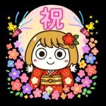 お着物少女のきらめく新春ごあいさつ