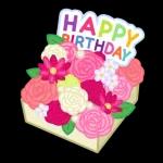 ケーキとお祝いスタンプ