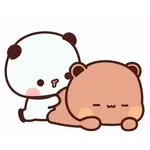 The bear is hitting the rabbit.