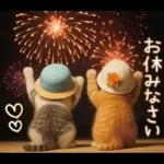 スコティッシュ猫 カラフル帽 夏 敬語