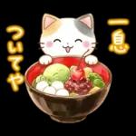 ほんわか水彩♪京都の三毛猫さん