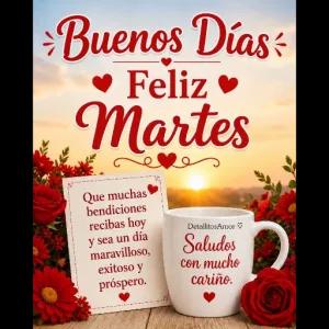 Buenos Días Feliz Martes Que muchas bendiciones recibas hoy y sea un día maravilloso, exitoso y próspero. DetallitosAmor Saludos con mucho cariño. - getsticker.com