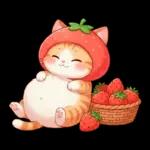 毎日使える 茶トラねこ 春 日常 いちご帽子