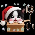 可愛いハチワレ猫 サンタ帽 冬 気づかい