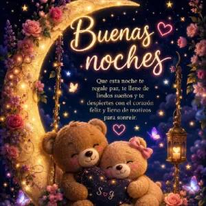 Buenas noches Que esta noche te regale paz, te llene de lindos sueños y te despiertes con el corazón feliz y lleno de motivos para sonreír. Sog - getsticker.com