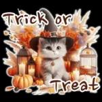 3D 猫の秋スタンプ