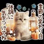 3D 猫の秋スタンプ