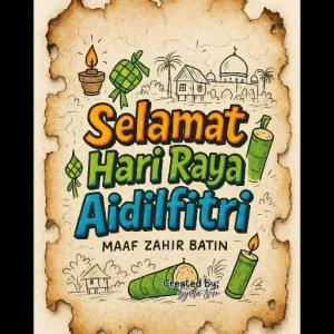 Selamat Hari Raya Aidilfitri MAAF ZAHIR BATIN Created by; Syida Ninn - getsticker.com