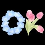 ふんわり春の花とやさしい挨拶スタンプ