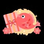 ケーキとお祝いスタンプ