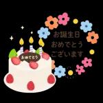 ケーキとお祝いスタンプ