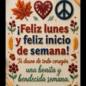 ¡Feliz lunes y feliz inicio de semana! Te deseo de todo corazón una bonita y bendecida semana. - getsticker.com