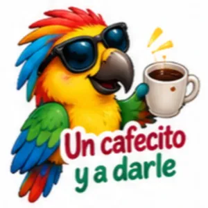 Un cafecito y a darle - getsticker.com