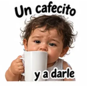 Un cafecito y a darle - getsticker.com