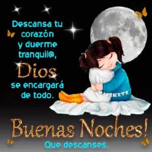 Descansa tu corazón y duerme tranquilo, Dios se encargará de todo. Buenas Noches! Que descanses. - getsticker.com