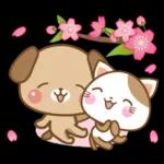 子犬と子猫の春スタンプ