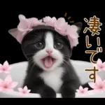 可愛いハチワレ猫 春の思いやり 敬語